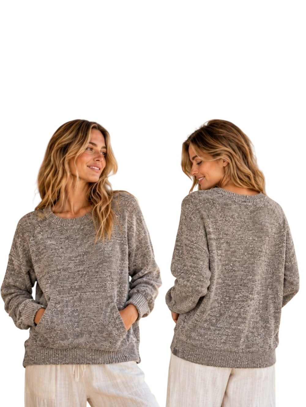 CozyChic Lite Pullover S Kangaroo Pocket Thumbholes Cabincore CoastalChic Luxe - Picture 2 of 11
